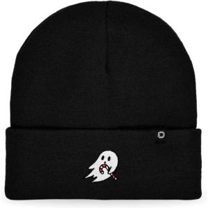 imageDALIX Embroidered Candy Cane Ghost Christmas BeanieBlack