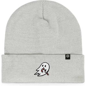 imageDALIX Embroidered Candy Cane Ghost Christmas BeanieLight Gray