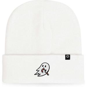imageDALIX Embroidered Candy Cane Ghost Christmas BeanieWhite