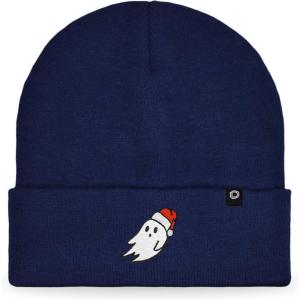 imageDALIX Embroidered Christmas Ghost Beanie Skull CapNavy Blue