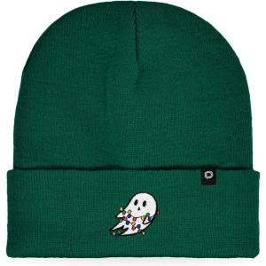 imageDALIX Embroidered Christmas Lights Ghost BeanieGreen