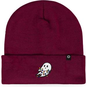 imageDALIX Embroidered Christmas Lights Ghost BeanieMaroon