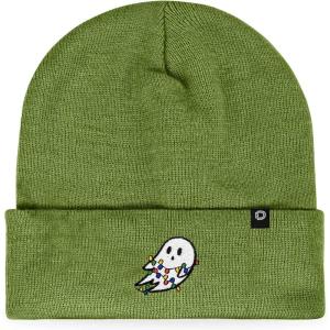 imageDALIX Embroidered Christmas Lights Ghost BeanieOlive