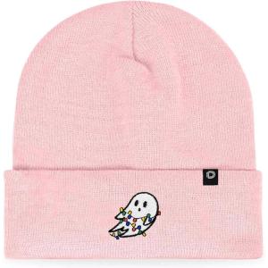 imageDALIX Embroidered Christmas Lights Ghost BeaniePink