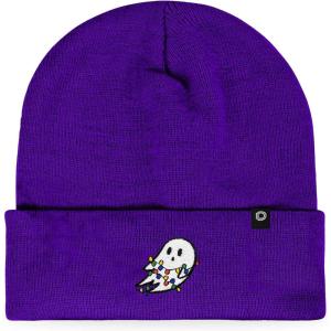 imageDALIX Embroidered Christmas Lights Ghost BeaniePurple