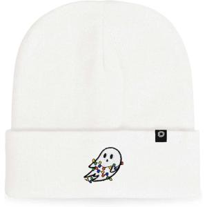imageDALIX Embroidered Christmas Lights Ghost BeanieWhite