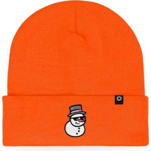 imageDALIX Embroidered Frosty Life Snowman Christmas BeanieNeon Orange