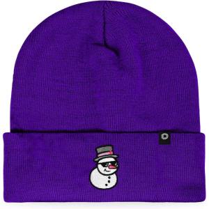imageDALIX Embroidered Frosty Life Snowman Christmas BeaniePurple