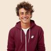 imageDALIX Ghost Embroidered Hoodie Fleece Sweatshirt Zip Front MensMaroon