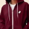 imageDALIX Ghost Embroidered Hoodie Fleece Sweatshirt Zip Front MensMaroon