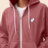 imageDALIX Ghost Embroidered Hoodie Fleece Sweatshirt Zip Front MensMauve