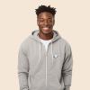 imageDALIX Ghost Embroidered Hoodie Fleece Sweatshirt Zip Front MensSilver