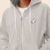 imageDALIX Ghost Embroidered Hoodie Fleece Sweatshirt Zip Front MensSilver
