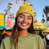 imageDALIX Heartly Ghost Embroidered Beanie Hat Knit Cap Cold Weather WomensGold