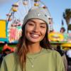 imageDALIX Heartly Ghost Embroidered Beanie Hat Knit Cap Cold Weather WomensLight Gray