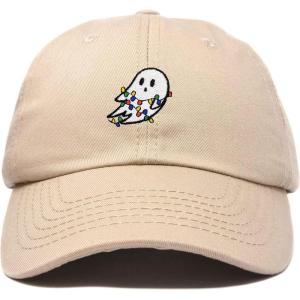 imageDALIX Embroidered Christmas Lights Ghost Baseball Dad CapKhaki