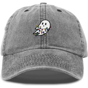 imageDALIX Embroidered Christmas Lights Ghost Baseball Dad CapWashed Black