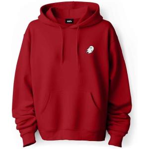 imageDALIX Embroidered Ghost Hoodie Soft Fleece Hood Sweatshirt MensRed