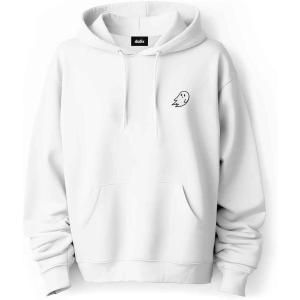 imageDALIX Embroidered Ghost Hoodie Soft Fleece Hood Sweatshirt MensWhite