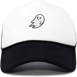 imageDALIX Embroidered Ghost Trucker Cap Hat Women MenBlack White