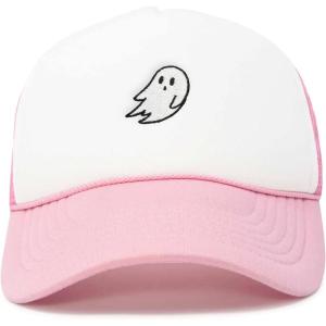 imageDALIX Embroidered Ghost Trucker Cap Hat Women MenLight Pink White