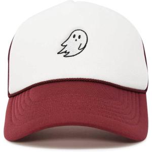 imageDALIX Embroidered Ghost Trucker Cap Hat Women MenMaroon White