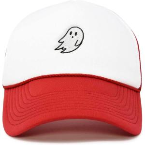imageDALIX Embroidered Ghost Trucker Cap Hat Women MenRed White