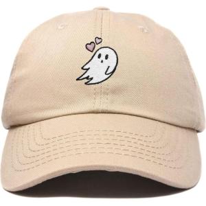 imageDALIX Embroidered Heartly Ghost Baseball Cotton Cap WomenKhaki