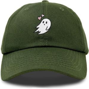 imageDALIX Embroidered Heartly Ghost Baseball Cotton Cap WomenOlive