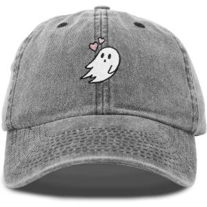 imageDALIX Embroidered Heartly Ghost Baseball Cotton Cap WomenWashed Black