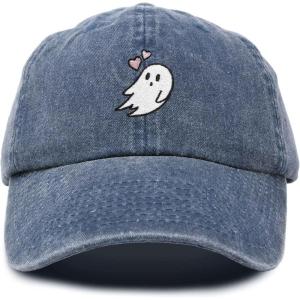 imageDALIX Embroidered Heartly Ghost Baseball Cotton Cap WomenWashed Navy Blue