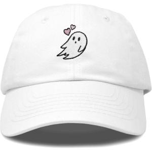imageDALIX Embroidered Heartly Ghost Baseball Cotton Cap WomenWhite
