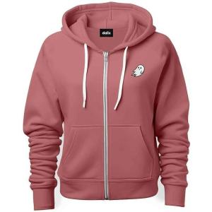 imageDALIX Ghost Embroidered Hoodie Fleece Sweatshirt Zip Front MensMauve