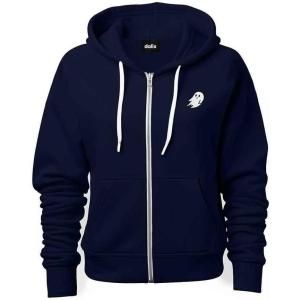 imageDALIX Ghost Embroidered Hoodie Fleece Sweatshirt Zip Front MensNavy Blue