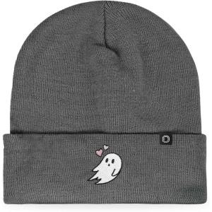 imageDALIX Heartly Ghost Embroidered Beanie Hat Knit Cap Cold Weather WomensAsphalt Gray