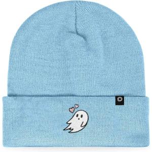 imageDALIX Heartly Ghost Embroidered Beanie Hat Knit Cap Cold Weather WomensBaby Blue