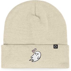 imageDALIX Heartly Ghost Embroidered Beanie Hat Knit Cap Cold Weather WomensBeige