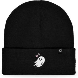 imageDALIX Heartly Ghost Embroidered Beanie Hat Knit Cap Cold Weather WomensBlack