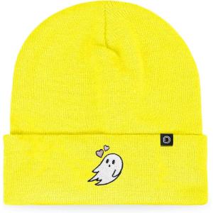imageDALIX Heartly Ghost Embroidered Beanie Hat Knit Cap Cold Weather WomensNeon Yellow