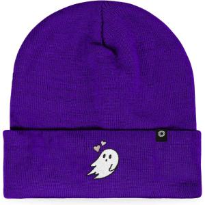imageDALIX Heartly Ghost Embroidered Beanie Hat Knit Cap Cold Weather WomensPurple