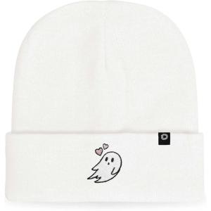 imageDALIX Heartly Ghost Embroidered Beanie Hat Knit Cap Cold Weather WomensWhite