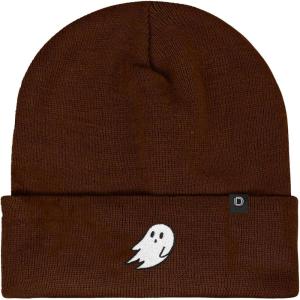imageDALIX Ghost Embroidered Beanie Hat Knit Cap Cold Weather WomensBrown