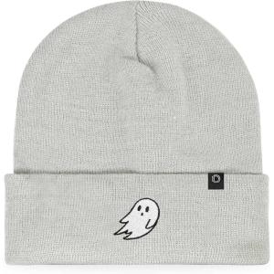 imageDALIX Ghost Embroidered Beanie Hat Knit Cap Cold Weather WomensLight Gray