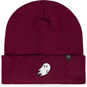 imageDALIX Ghost Embroidered Beanie Hat Knit Cap Cold Weather WomensMaroon