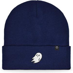 imageDALIX Ghost Embroidered Beanie Hat Knit Cap Cold Weather WomensNavy Blue