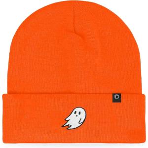 imageDALIX Ghost Embroidered Beanie Hat Knit Cap Cold Weather WomensNeon Orange