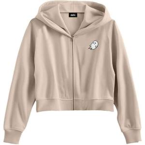 imageDALIX Ghost Embroidered Fleece Zip Hoodie Cold Fall Winter WomenTan