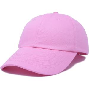 imageDALIX Youth Childrens Cotton Cap Plain Hat Black Khaki Navy Pink Red WhitePink