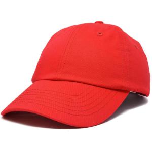 imageDALIX Youth Childrens Cotton Cap Plain Hat Black Khaki Navy Pink Red WhiteRed
