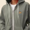 imageDALIX Pizza Embroidered Zip Hoodie Fleece Long Sleeve Pocket Warm Soft MensHeather Stone